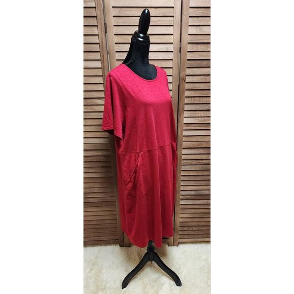 J Jill Women’s Red Casual Cotton Knee Length Dress Plus Size 3X With Pockets - Picture 2 of 7